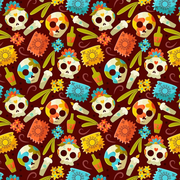 Dia de muertos pattern in flat design