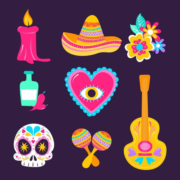 Dia de muertos stickers illustration