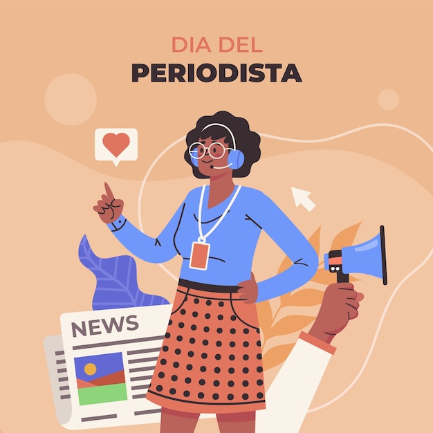 Dia del periodista hand drawn flat illustration