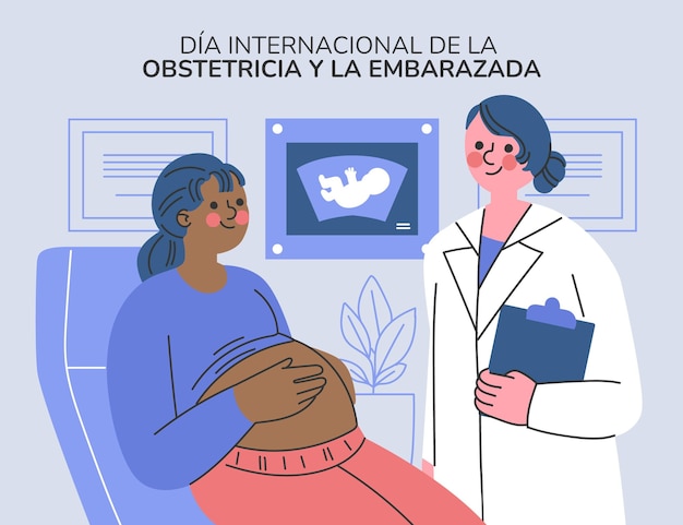 Free vector dia internacional de la obstetricia y la embarazada illustration