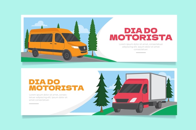 Dia do motorista banners set