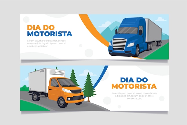 Dia do motorista banners set