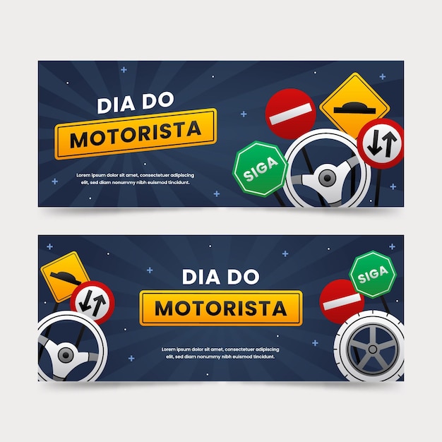 Free Vector dia do motorista banners set