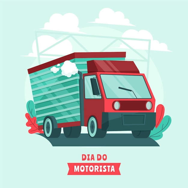 Free Vector dia do motorista illustration with truck