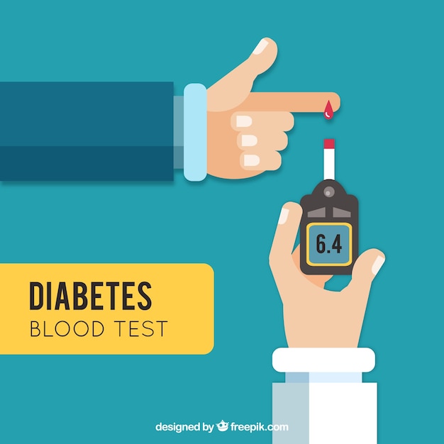 Diabetes blood test with flat design