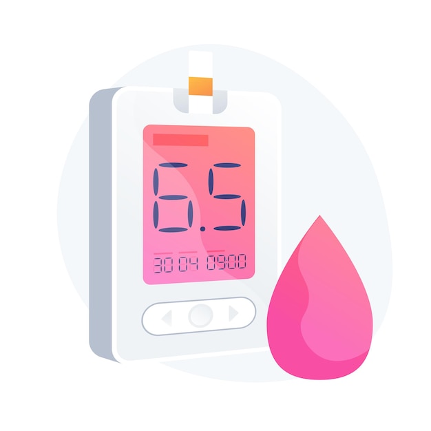 Diabetes mellitus. Blood sugar level measuring tool, medical equipment, diabetology idea design element. Hypoglycemia disease, glycemia diagnosis. Vector isolated concept metaphor illustration