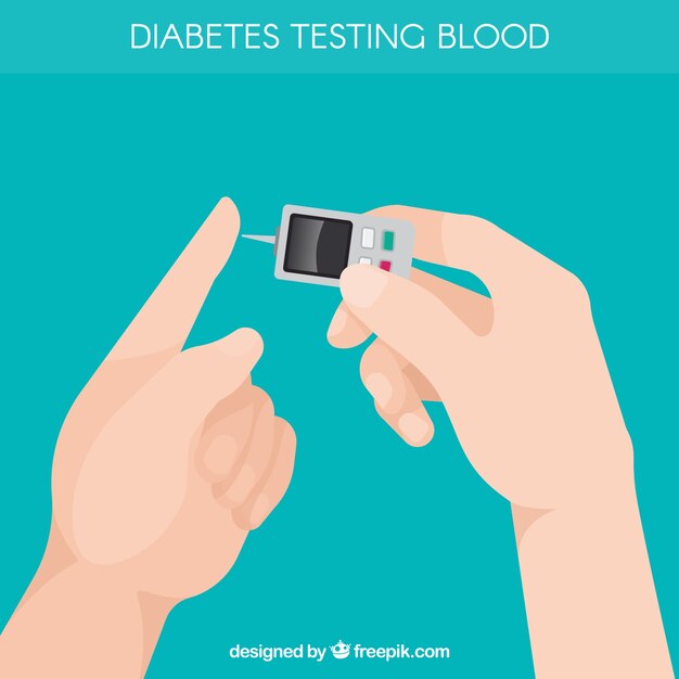 Diabetes testing blood composition with flat design