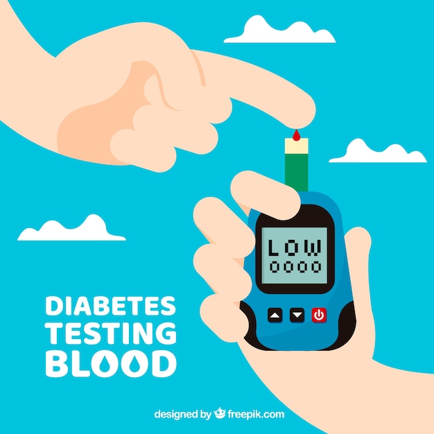 Free vector diabetes testing blood composition with flat design