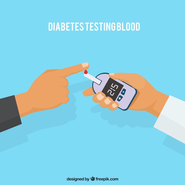 Diabetics testing blood with flat design