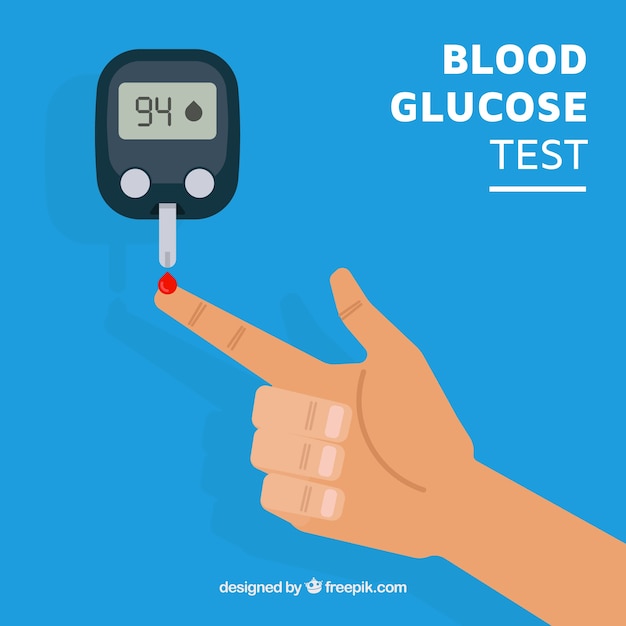 Diabetics testing blood with flat design