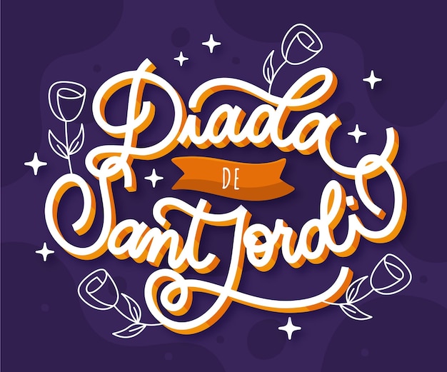 Free vector diada de sant jordi lettering