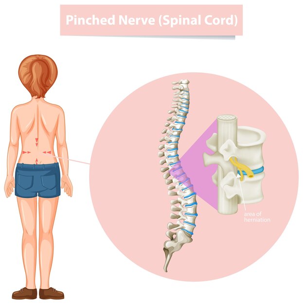 Diagram showing pinched nerve