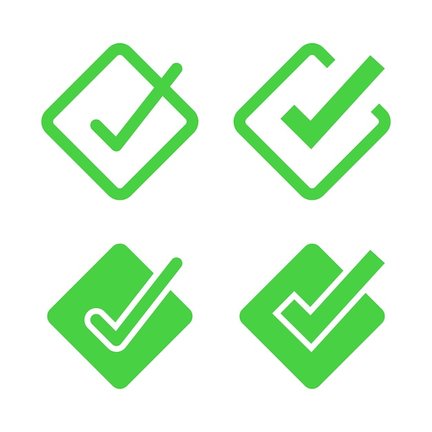 Diamond Green Check Mark Set