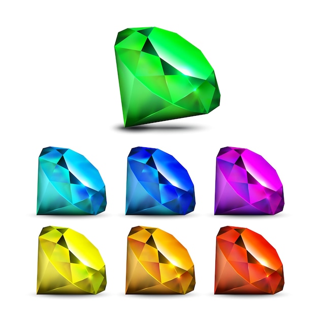 Free Vector diamond jewellery stone multicolor set vector