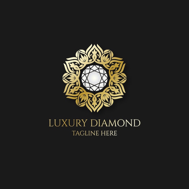 Diamond logo with elegant golden ornament