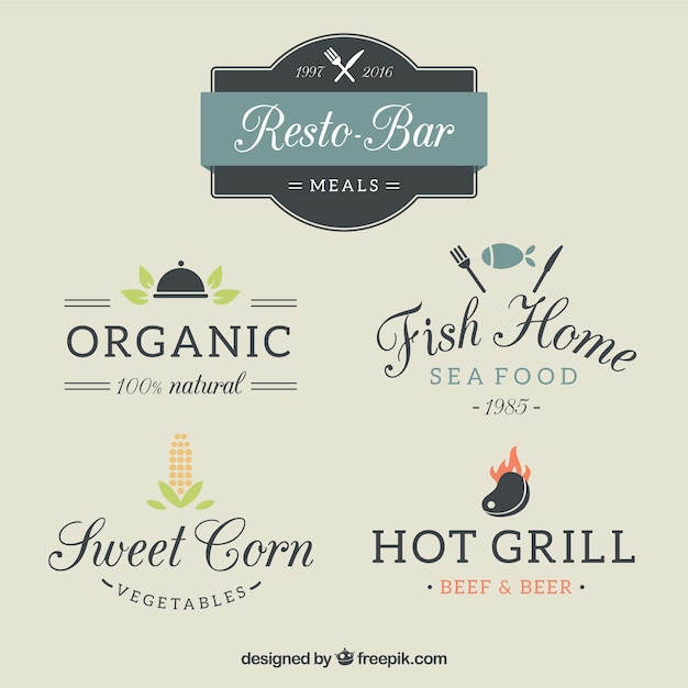 Free vector diferent restaurant logo templates