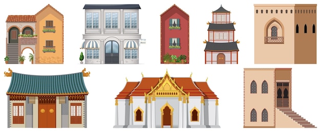 Free Vector different building desings from around the world