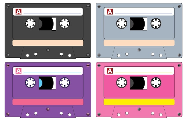 Free Vector different colorful cassette tapes