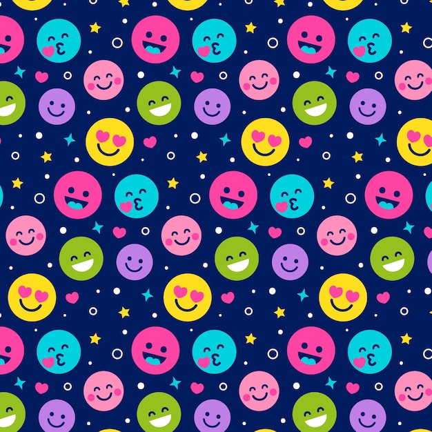 Free vector different colorful smile emoticons pattern