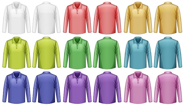 Free Vector different colors of long sleeves shirt