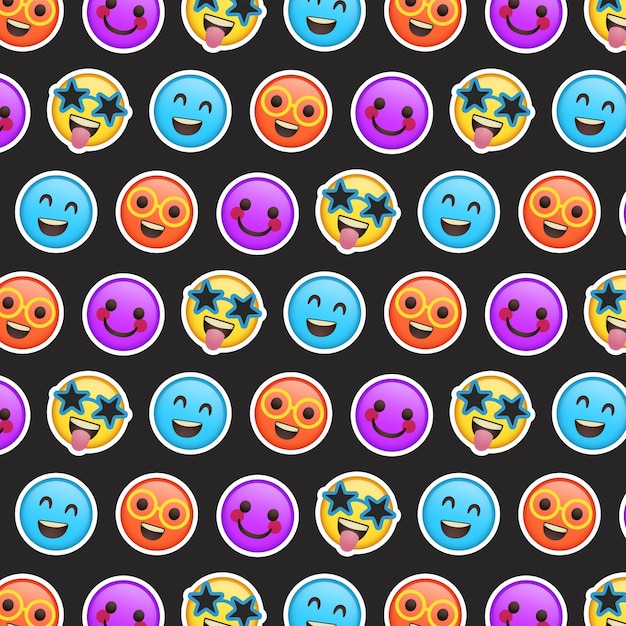 Free vector different colourful smile emoticons pattern