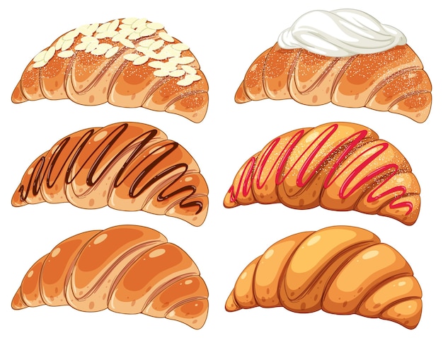 Free Vector different delicious croissants collection