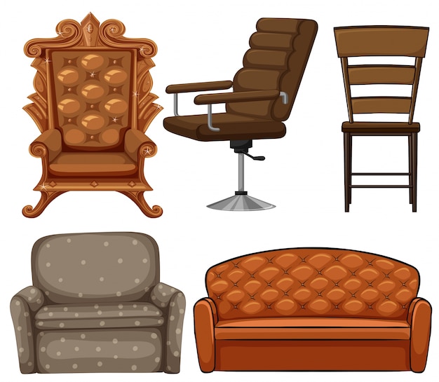 Free Vector different design of chairs illustration