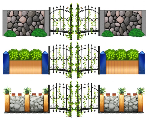 Free Vector different design for gates and walls