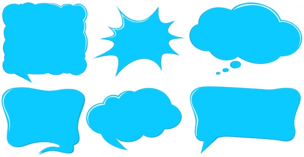 Different design of speech bubble templates in blue