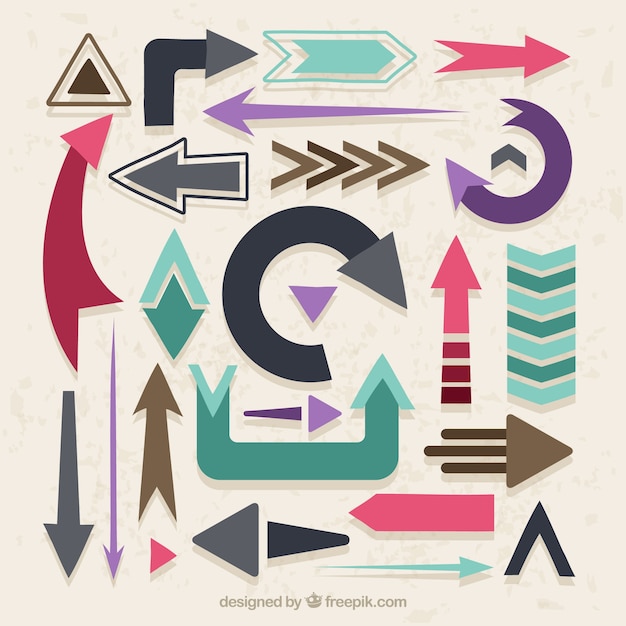 Free vector different designs of arrows in flat design