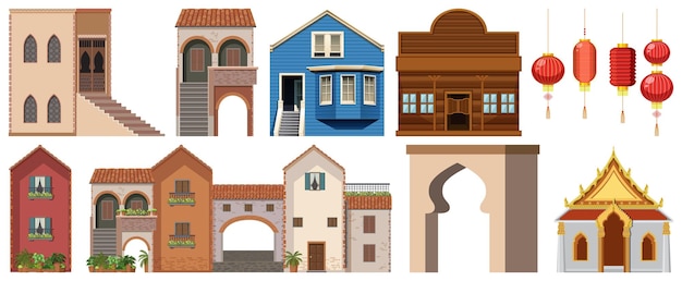 Free Vector different designs of buildings around the world