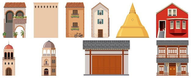 Free Vector different designs of buildings around the world