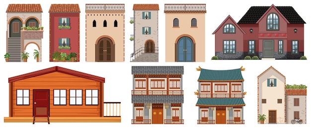 Free Vector different designs of buildings