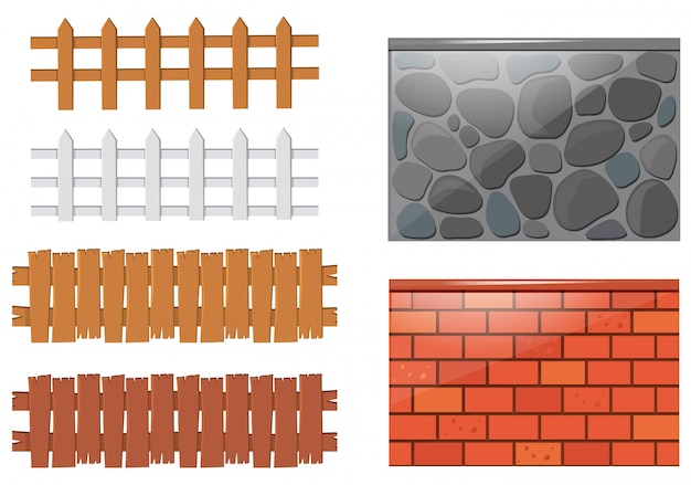 Different designs of fences and walls