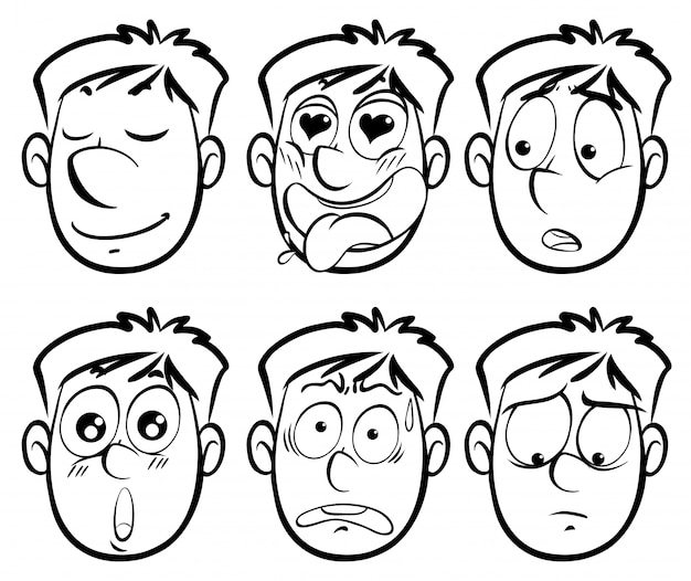 Free vector different facial expressions on man