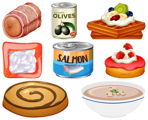 Free Vector different foods cartoon collection