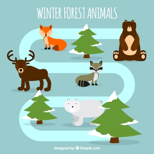 Different forest animals in flat design