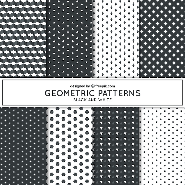 Different geometric patterns in black and white  