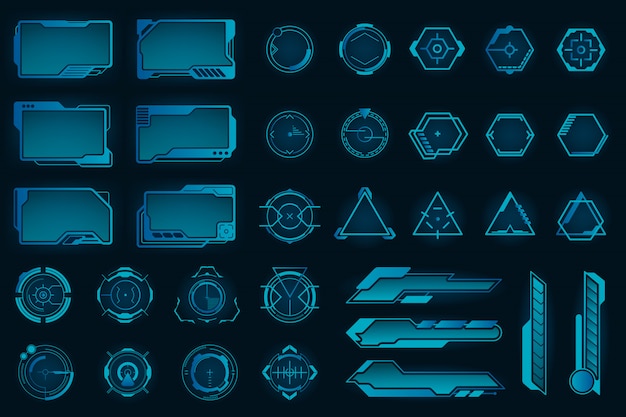 Free Vector different hud elements flat frames set