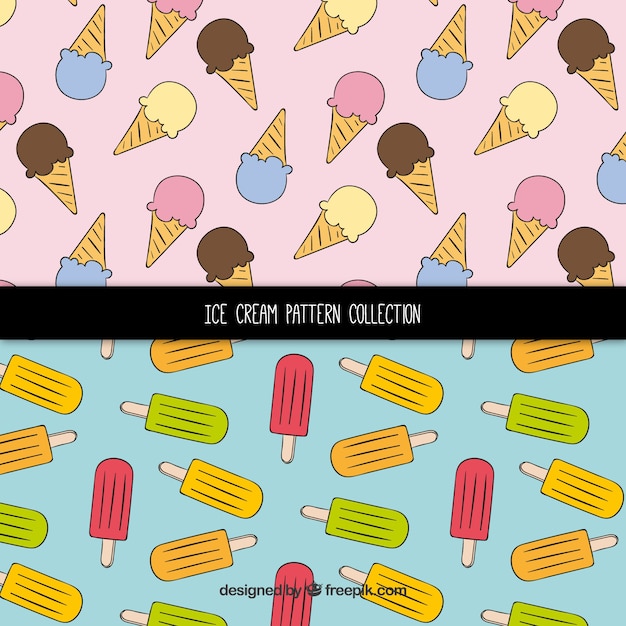 Free Vector different ice cream pattern collection