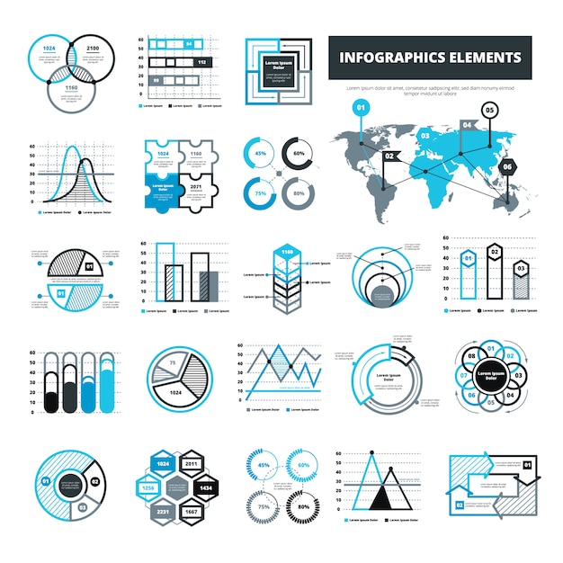 Free vector different infographic elements