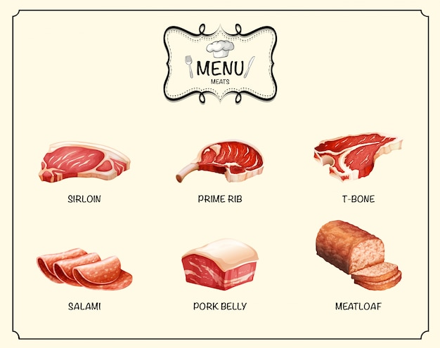 Free Vector different kind of meat products