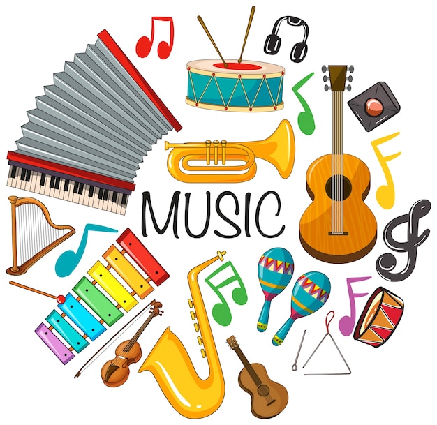 Free Vector different kinds of musical instruments