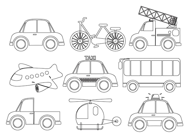 Free Vector different kinds of transportations