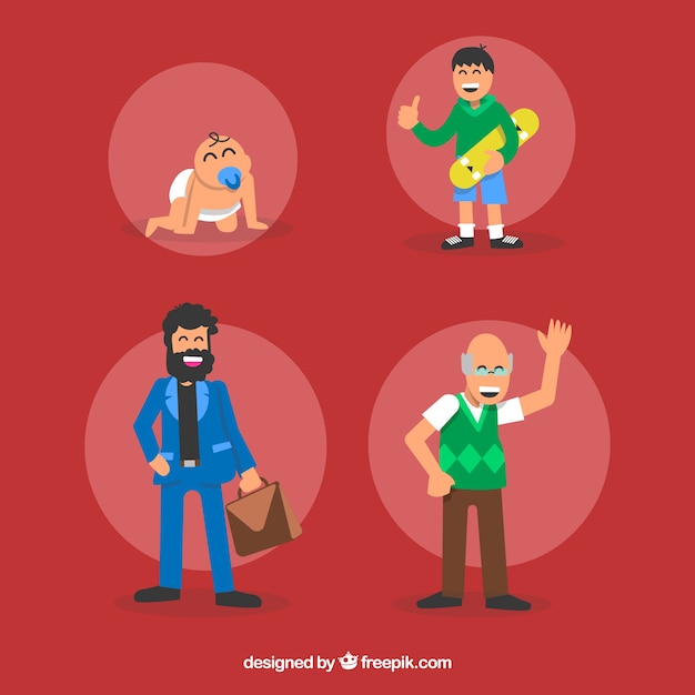 Free vector different life stages of a man