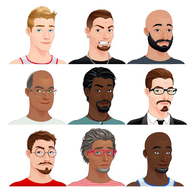 Different male avatars