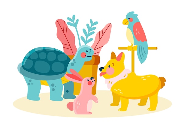 Free Vector different pets concept