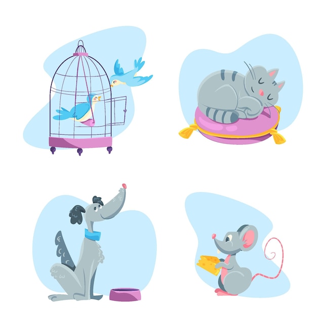 Free Vector different pets concept