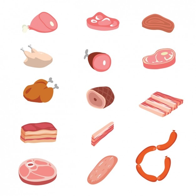 Free Vector different pieces of butchery