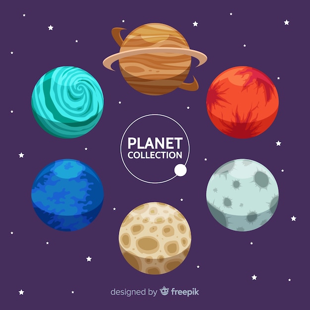 Free vector different planets from solar system set